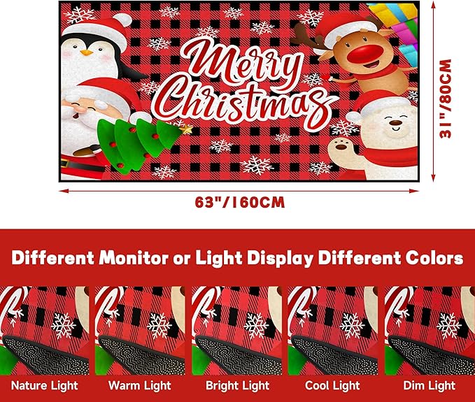 Christmas Area Rug Bedroom Living Room Rugs Xmas Decorative Area Rug Non-Slip Indoor Throw Rug Washable Rug Floor Carpet for Kitchen Nursery,63" X 31"