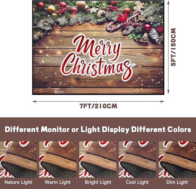 5' X 7' Christmas Rug Wood Grain Rugs, Xmas New Year Door Mat for Bedroom Living Room Kitchen, Merry Christmas Indoor Floor Mats for Holiday Festive Decoration