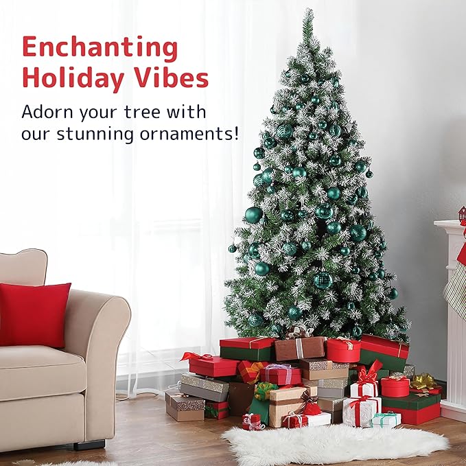 Prextex 36-Pieces Christmas Ornaments Set - Shatterproof, Festive Olive Green Christmas Tree Balls Decorations in 3 Sizes and 6 Styles with Hanging Loops for Tree, Wreath, Dazzling Holiday Party Decor