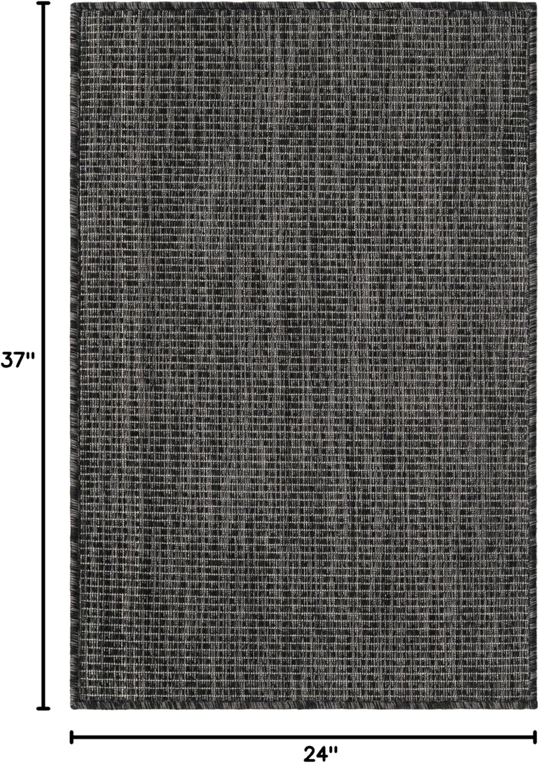 Unique Loom Collection Casual Transitional Solid Heathered Indoor/Outdoor Flatweave Area Rug (2' x 3' 1" Rectangle, Black/Ivory)