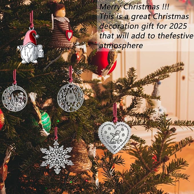 Christmas Ornaments 2025,Xmas Keepsake Pendant, Christmas Tree Ornament Handcrafted Metal DIY Hanging Craft Collectibles for Xmas Trees Home Party Party Gifts (Dog)