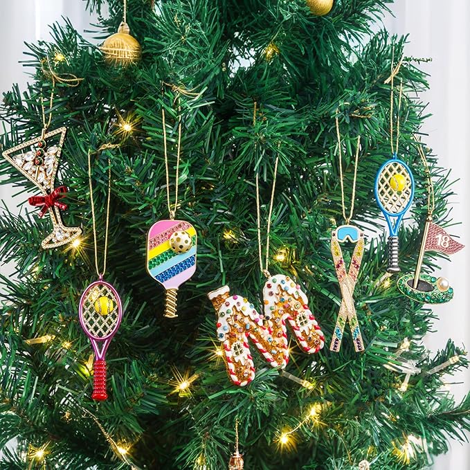 2025 Christmas Martini Ornaments, Martini Ornament for Christmas Tree, Hanging Christmas Decoration Gifts for Sisters Mom Grandparent Women Men (Gold)