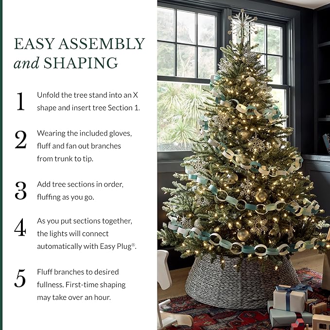 Balsam Hill 4.5ft Pre-Lit Classic Blue Spruce - Artificial Christmas Tree with 886+ Tips, 300 Clear LED Lights, Easy Plug Technology & Premium Stand for Indoor Holiday Decorating