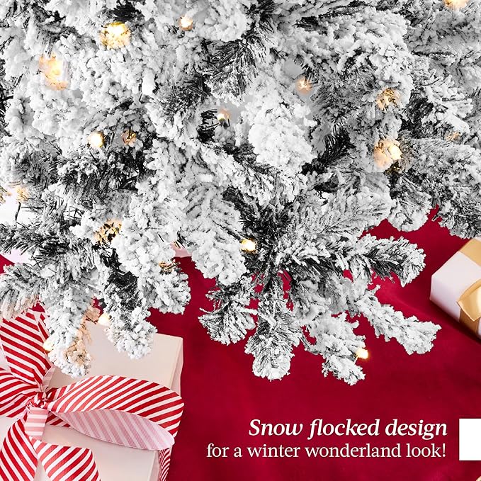 Best Choice Products Pre-Lit Black Christmas Tree, 7.5ft Artificial Flocked Full Fir Tree, Holiday Decoration w/ 550 Lights, 1,346 Branch Tips