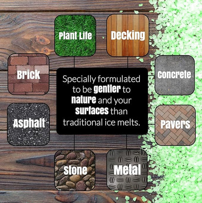 Green Ice Melt Pail Effective to -25°F, Eco-Friendly De-Icer, Optimal Granule Size for Quick Melting, Ideal for Driveways, Walkways, and Entryways 45 lb Pail