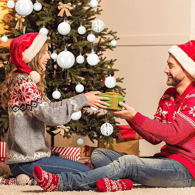 Aitsite 100 Pack Christmas Tree Ornaments Set Mini Shatterproof Holiday Ornaments Balls for Christmas Decorations (White)