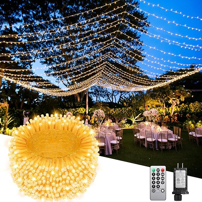355FT 900LED Christmas Lights, Extra Long Outdoor String Lights Waterproof, Timer & Memory, 8 Modes Dimmable Plug in Fairy for Classroom Outside Tree Wedding Patry Warm White