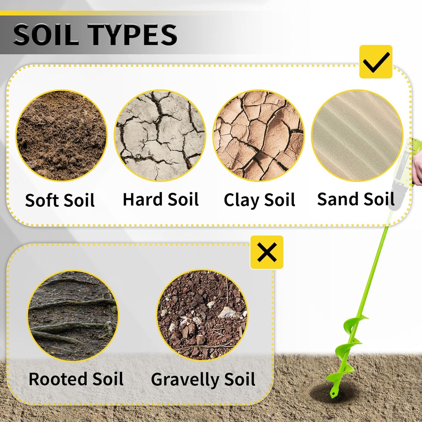 Auger Drill Bit for Planting 1.6"x16.5" Garden Spiral Drill Bit,Heavy-Duty Bulb Auger, Post Hole Digger for 3/8” Hex Driver Drill Solid Shaft