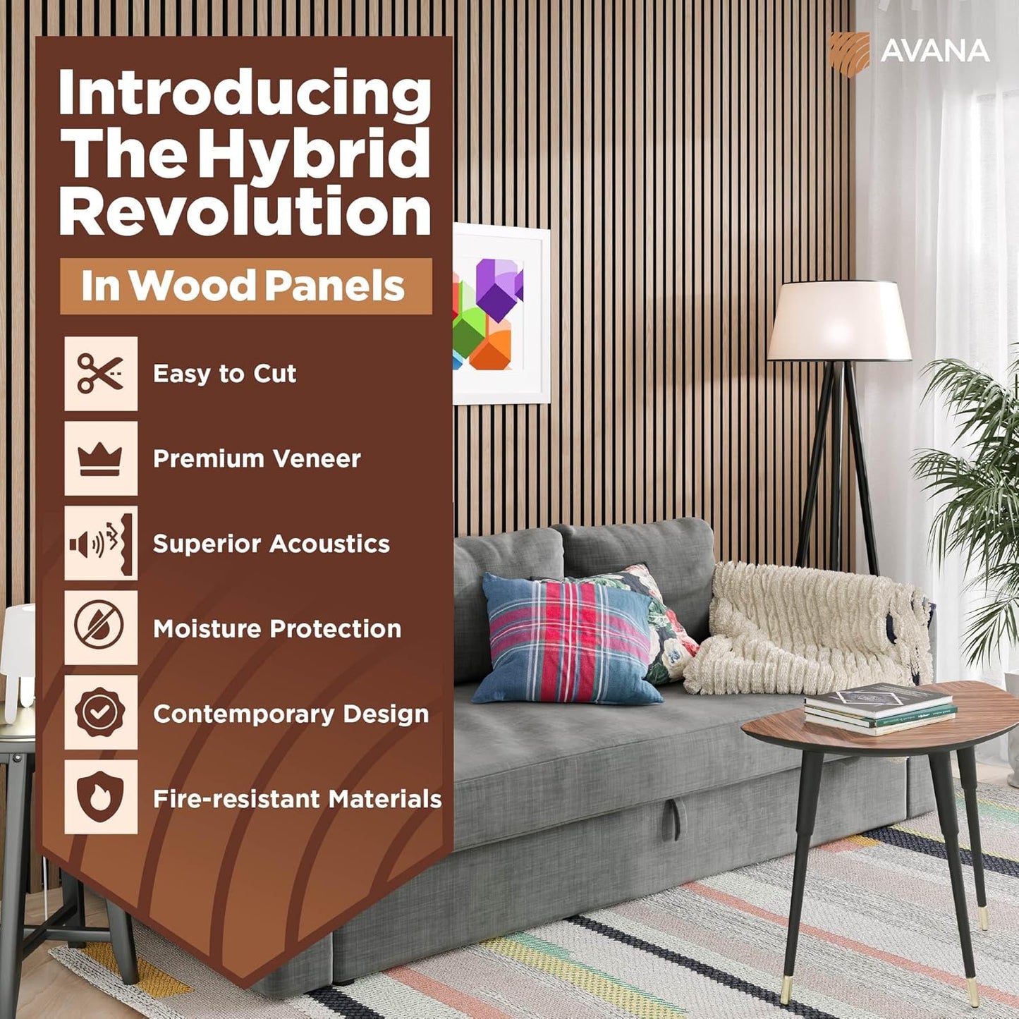 Avana Acoustic Wood Wall Panels – 47.2 X 12.6 Inch White Oak Acoustic Panels 1 PC – Wall Panels For Interior Wall Decor For Homes, Offices, Studios – Modern Sturdy And Durable Wood Panels For Wall