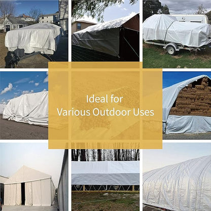 GUARD SHIELD Extreme Heavy Duty White Poly Tarp 12x20 Feet Cover Waterproof Tarps 20mil Thick UV and Tear Resistant Tarpaulin