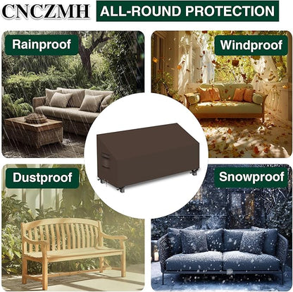 Heavy Duty Patio Sofa Covers Waterproof, Outdoor 3-Seater Couch Cover Waterproof, 600D Outdoor 2-Seater Loveseat Furniture Covers with Air Vent Handle 70''W x 30''D x 24''H/ 35''H Brown