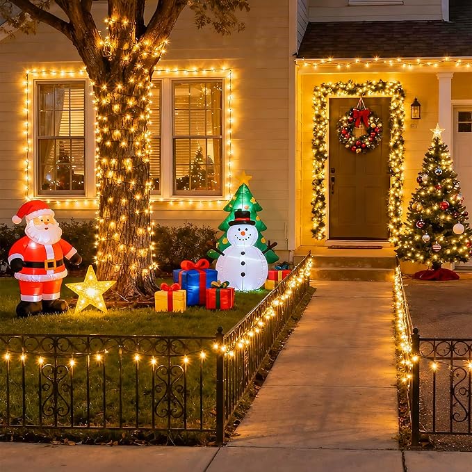 JMEXSUSS 500 LED Christmas Lights Outdoor, 173ft Warm White Christmas Tree Lights, 8 Modes Plug in Twinkle String Light for Outside Holiday Indoor Ceiling House Xmas Decorations