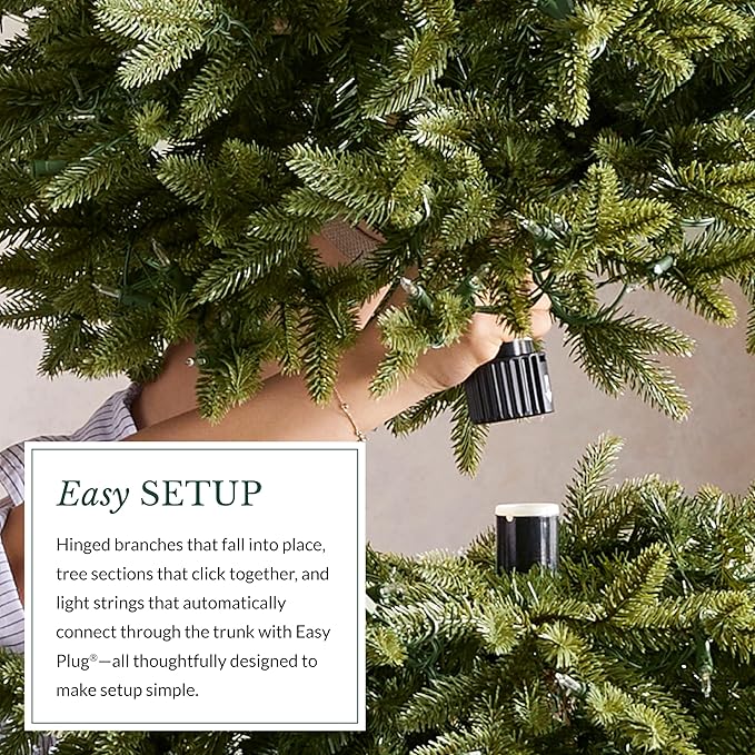Balsam Hill 7.5 ft Pre-Lit Classic Blue Spruce - Artificial Christmas Tree with 540 Twinkly Lights, Easy Plug Technology, Premium Stand for Indoor Holiday Decorating