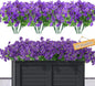 Artificial Flowers for Outdoors Decoration,20 Bundles Fake Morning Glory Petunias for Outside Artificial Faux Plants for Home Porch Patio Balcony Planter Yard Garden Dark Purple Light Purple