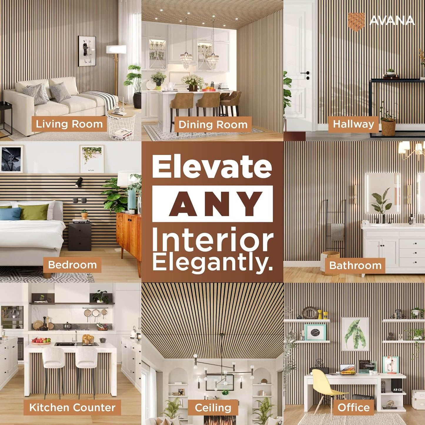 Avana Acoustic Wood Wall Panels – 94.4 x 12.6 Inch White Oak Acoustic Panels 2 PCs – Wall Panels For Interior Wall Decor for Homes, Offices, Studios – Pleasing Design Wood Panels For Wall