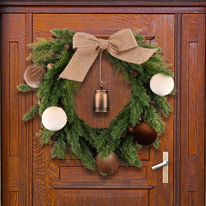 Brown Velvet Christmas Tree Ornaments - 15pcs Shatterproof Christmas Balls for Xmas Trees Decorations - Multicolor Brown Neutral Beige, 80mm 3.15inch