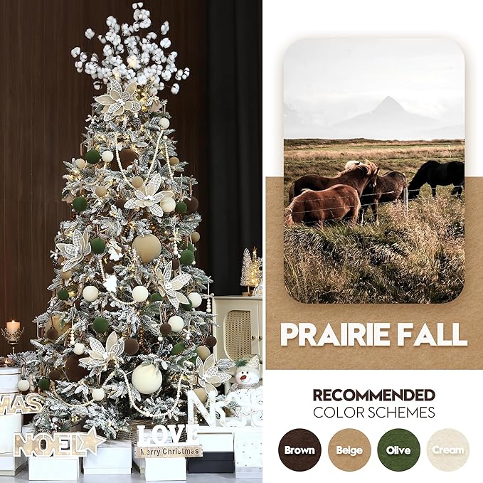 Sea Team 4-Pack Large Flocked Velvet Christmas Tree Ball Ornaments Set, Hanging Velour Baubles, Shatterproof Plastic Decorations for Xmas Tree, Wreath, Garland, 150mm/5.91 Inches, Olive Green