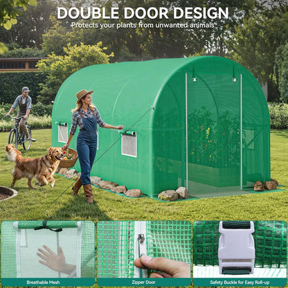 YITAHOME 10'x6.5'x6.5' Greenhouses Large Walk-in Green House Heavy Duty Tunnel Green Houses Outdoor Portable Plant Gardening Upgraded Galvanized Steel Frame Zipper Doors 5 Crossbars Garden