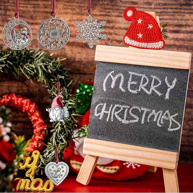 Christmas Ornaments 2025,Xmas Keepsake Pendant, Christmas Tree Ornament Handcrafted Metal DIY Hanging Craft Collectibles for Xmas Trees Home Party Party Gifts (Circle)