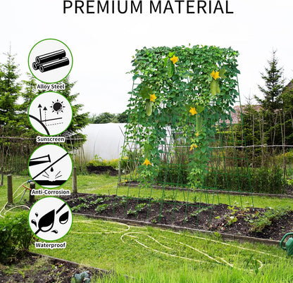 Cucumber Trellis 2 Pack, 59" H Foldable A-Frame Garden Trellis for Raised Bed Garden Grow Support with Plant Support Clips, Twist Ties for Cucumber,Tomato, Climbing Plants and Flowers
