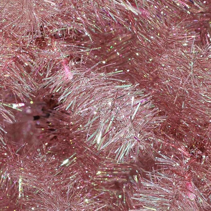 GAOMON 7.5Ft Christmas Tree, Rose Gold Artificial Full Prelighted Christmas Tree with Sturdy Metal Stand & Realistic Branch Tips, Skinny Xmas Holiday Decoration for Christmas, Home, Office, Rose Gold