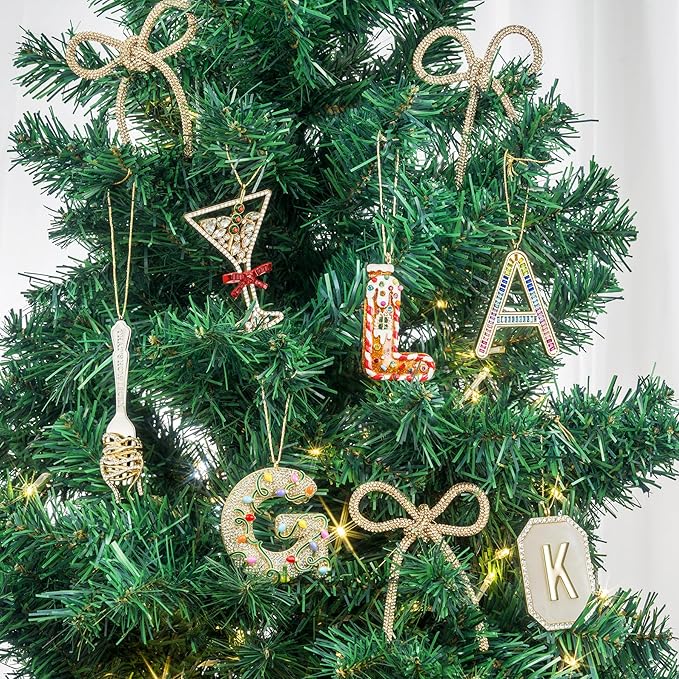 2025 Christmas Initial Ornaments,Letter A Ornaments for Xmas Tree,Hanging Christmas Ornament Gift for Mother Friends Sister Wife Grandma Women Men