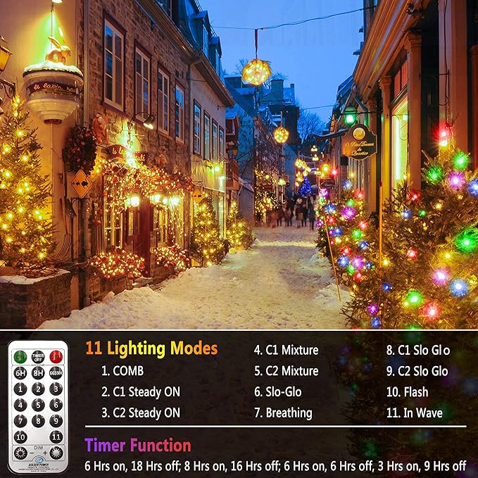 KNONEW 403FT 1000 LED Christmas Lights Color Changing Outdoor String Lights with 11 Modes & Timer Fairy Light Plug in Waterproof Fairy Lights for Xmas Yard Tree Wedding Party(Warm White to Multicolor)