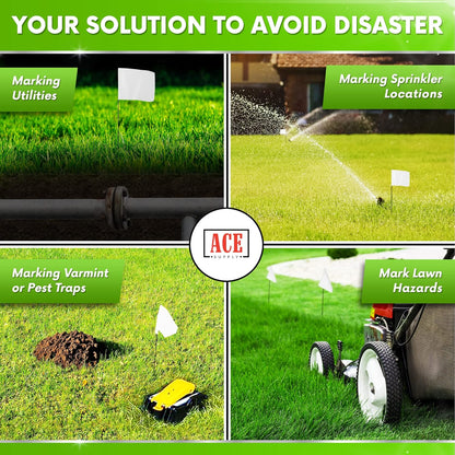 White Marking Flags 1000 Pack - 4x5x15 Inch White Flags for Yard - Markers For Lawn, Irrigation, Landscaping, Survey & Sprinkler Head Marking