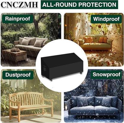 Heavy Duty Patio Sofa Covers Waterproof, Outdoor 3-Seater Couch Cover Waterproof, 600D Outdoor 2-Seater Loveseat Furniture Covers with Air Vent Handle 90''W x 32''D x 24''H/ 40''H Black
