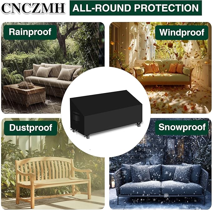 Heavy Duty Patio Sofa Covers Waterproof, Outdoor 3-Seater Couch Cover Waterproof, 600D Outdoor 2-Seater Loveseat Furniture Covers with Air Vent Handle 85''W x 37''D x 24''H/ 35''H Black