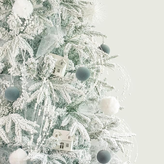 KI Store Velvet Christmas Balls Lux Gray 25pcs Flocked Christmas Tree Ornaments Assortment for Xmas Tree Holiday Decor