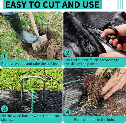 3 x 600 FT Weed Barrier Fabric,2.4 OZ Landscape Fabric,Heavy Duty PP Ground Cover for Gardening,Farming