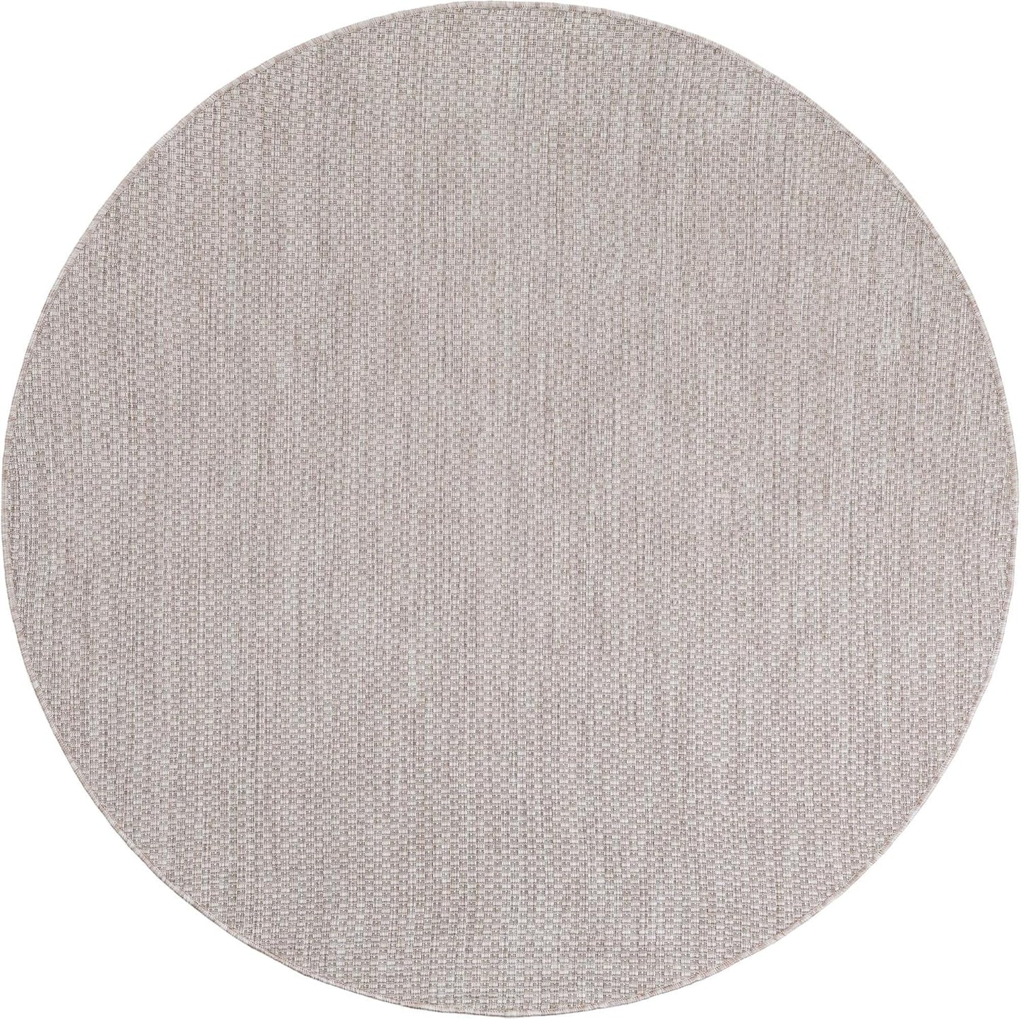 Unique Loom Outdoor Solid Collection Area Rug (6' 1" Round Beige/Ivory)
