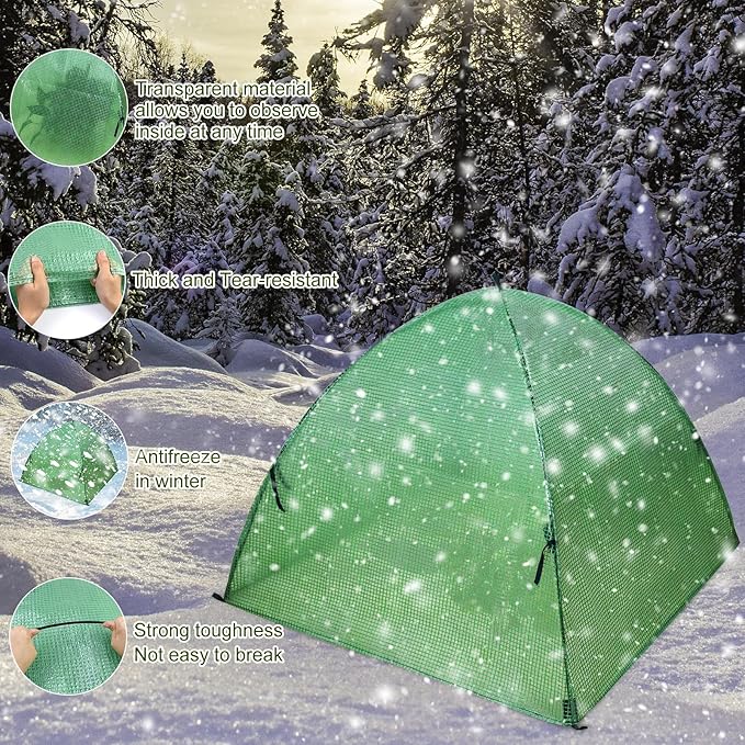 Plant Tent Outdoor Winter Shrub Cover Green Frost Tent Plant Covers Freeze Protection Tent Waterproof Plant Frost Protector, 2PCS 22x22x22Inch