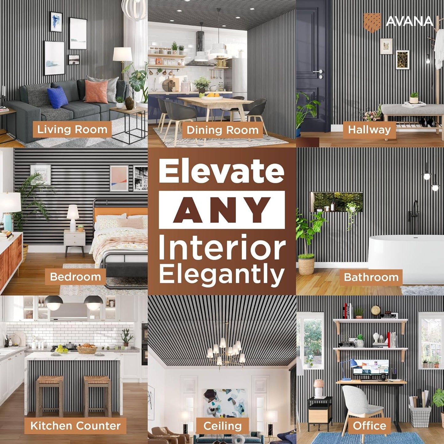 Avana Acoustic Wood Wall Panels – 47.2 X 12.6 Inch Gray Oak Acoustic Panels 2 PCs – Modern Wall Panels For Interior Wall Decor For Homes, Offices, Studios – Sturdy And Durable Wood Panels For Wall