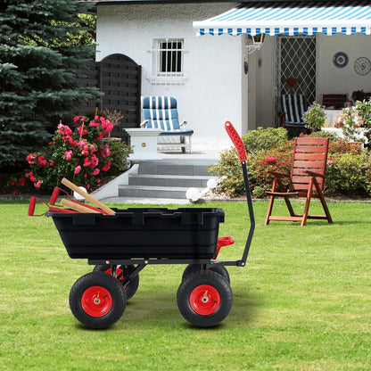Garden Dump Cart,Heavy Duty 900lbs Poly Wheelbarrow with 10-Inch Tires,180° Rotating Handle,Steel Frame and Quick Release System for Garden,Lawn,Barn,Farm