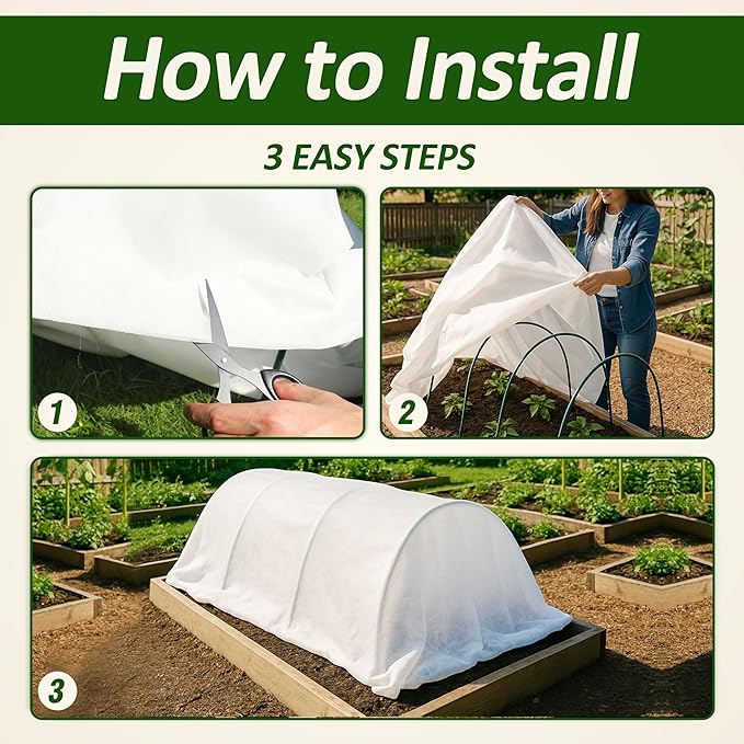 Gardzen 1.5 oz Plant Covers Freeze Protection, Reusable 10ft x 20ft Floating Row Covers, Thicker Frost Blankets for Outdoor Plants, Pests Protection, White