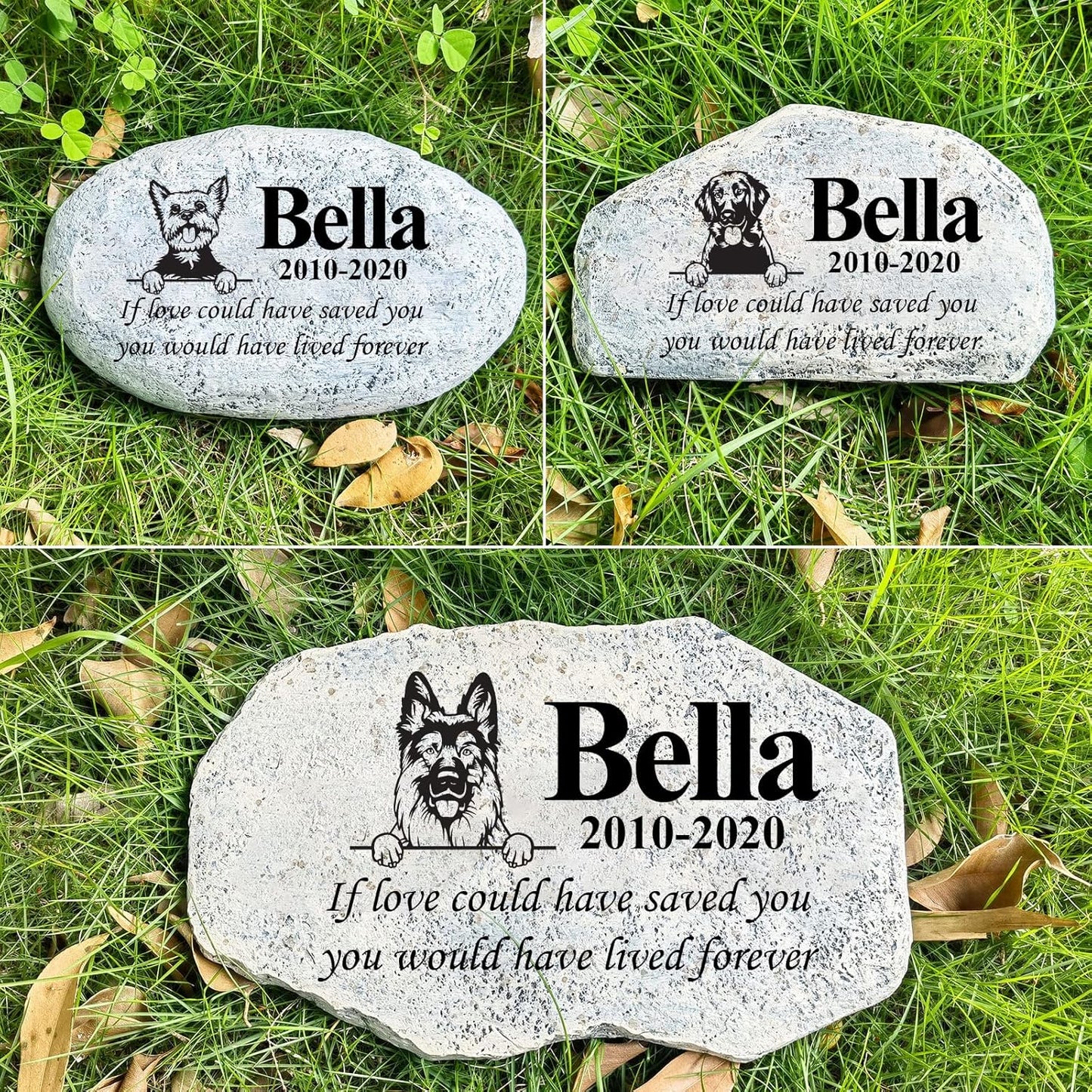 Zatanmulo Personalized Pet Memorial Stone, Garden Memorial Stone Personalized, Dog Headstone, Dog Tombstone, Memorial Plaque Outdoor, Garden Stepping Stone (Dog Portrait)
