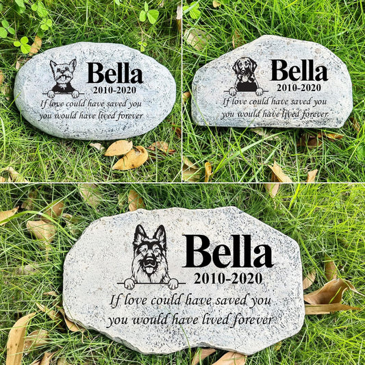 Zatanmulo Personalized Pet Memorial Stone, Garden Memorial Stone Personalized, Dog Headstone, Dog Tombstone, Memorial Plaque Outdoor, Garden Stepping Stone (Dog Portrait)