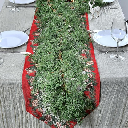 6.3FT Christmas Garland Real Touch Artificial Cedar Cypress Greenery Soft Pine Needles Realistic Faux Green Garland for Mantle Fireplace Table Wall Indoor Christmas Decorations