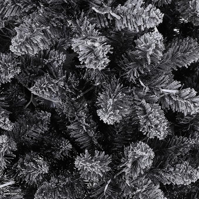 GAOMON 7.5Ft Prelit Black Christmas Tree with Lights Slim Artificial Halloween Christmas Tree Artificial Pencil Tree Automatic Branches for Home, Office, Party Decoration, White & Black Gradient