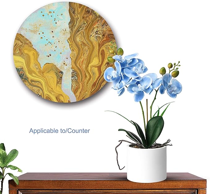 Jusdreen Artificial Blue Orchid in Ceramic Pot, Realistic Phalaenopsis Arrangement with Potting for Home Office Table Decor, 14.5 Inch Flower Centerpiece