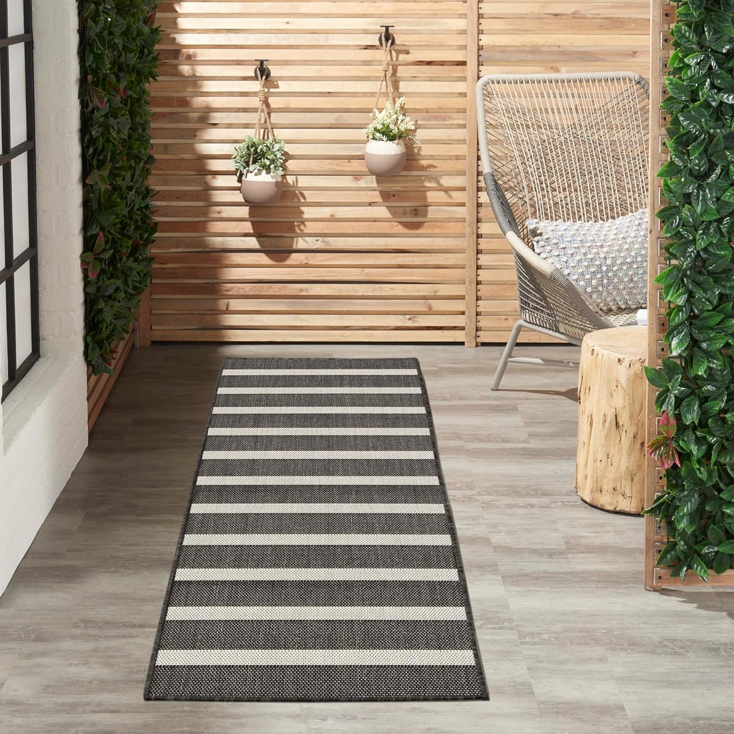 Nourison Home Positano Black Ivory 2' x 6' Area Rug Easy Clean, Non Shedding, Bed Room, Living Room, Dining Room, Kitchen (6' Runner)