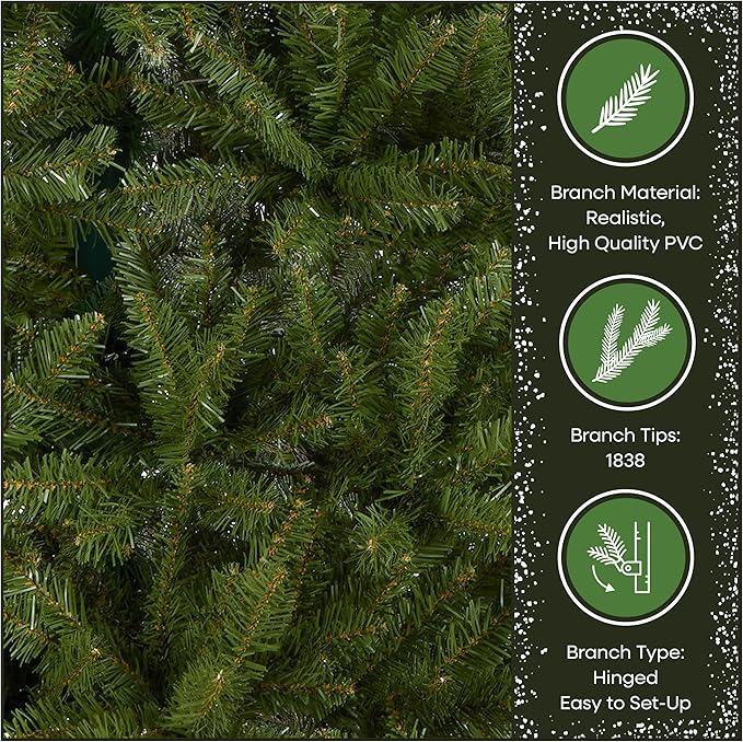 National Tree Company 6.5 ft Unlit Dunhill Fir Artificial Christmas Tree, 1,838 Tips, Includes Stand, Green