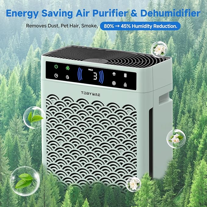 Air Purifiers for Home, Large Room up to 3000 Ft², HEPA Air Purifier for Home Pets with Filter, Air Quality Sensor, Timer, Air Cleaner for Bedroom, Dorm Room, Pet Hair, Office - Green