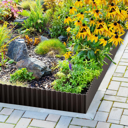 LAVEVE Corrugated Metal Garden Edging 4" x 10Ft, Landscape Edging Border for Lawn, Flower Bed, Garden Fence, Paver Edging (Black)