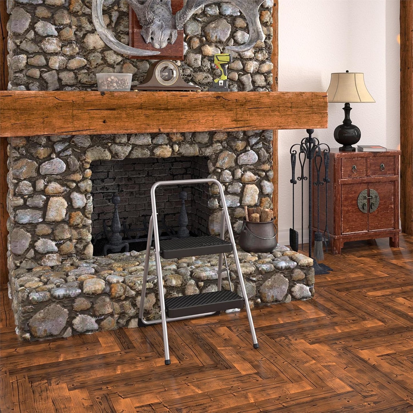 CoscoProducts COSCO 11137PBL1E 2 Household Folding Step Stool, ANSI Type 3, 200 lb Weight Capacity, Platinum