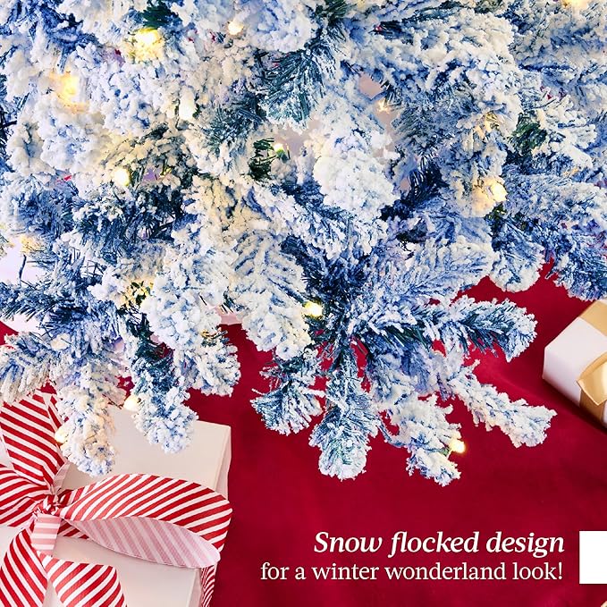 Best Choice Products Pre-Lit Blue Christmas Tree, 4.5ft Artificial Flocked Full Fir Tree, Holiday Decoration w/ 200 Lights, 400 Branch Tips