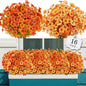AGIRL 16 Bundles Artificial Fall Flowers Outdoor Indoor Decoration,No Fade Autumn Fake Plastic Plants with Eucalyptus Leaves,Faux Mums for Thanksgiving Garden Front Door Porch Patio Fall Decor