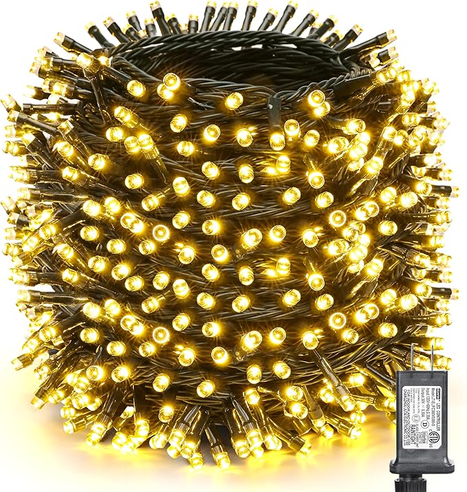 Toodour Christmas Lights Outdoor, 328ft 1000 LED String Lights, Timer, Waterproof 8 Modes Outdoor Christmas String Light - Twinkle Light for Tree Home Garden Yard Wedding Party Xmas Decor(Warm White)